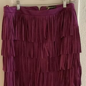 Burgundy Classy Fringed skirt